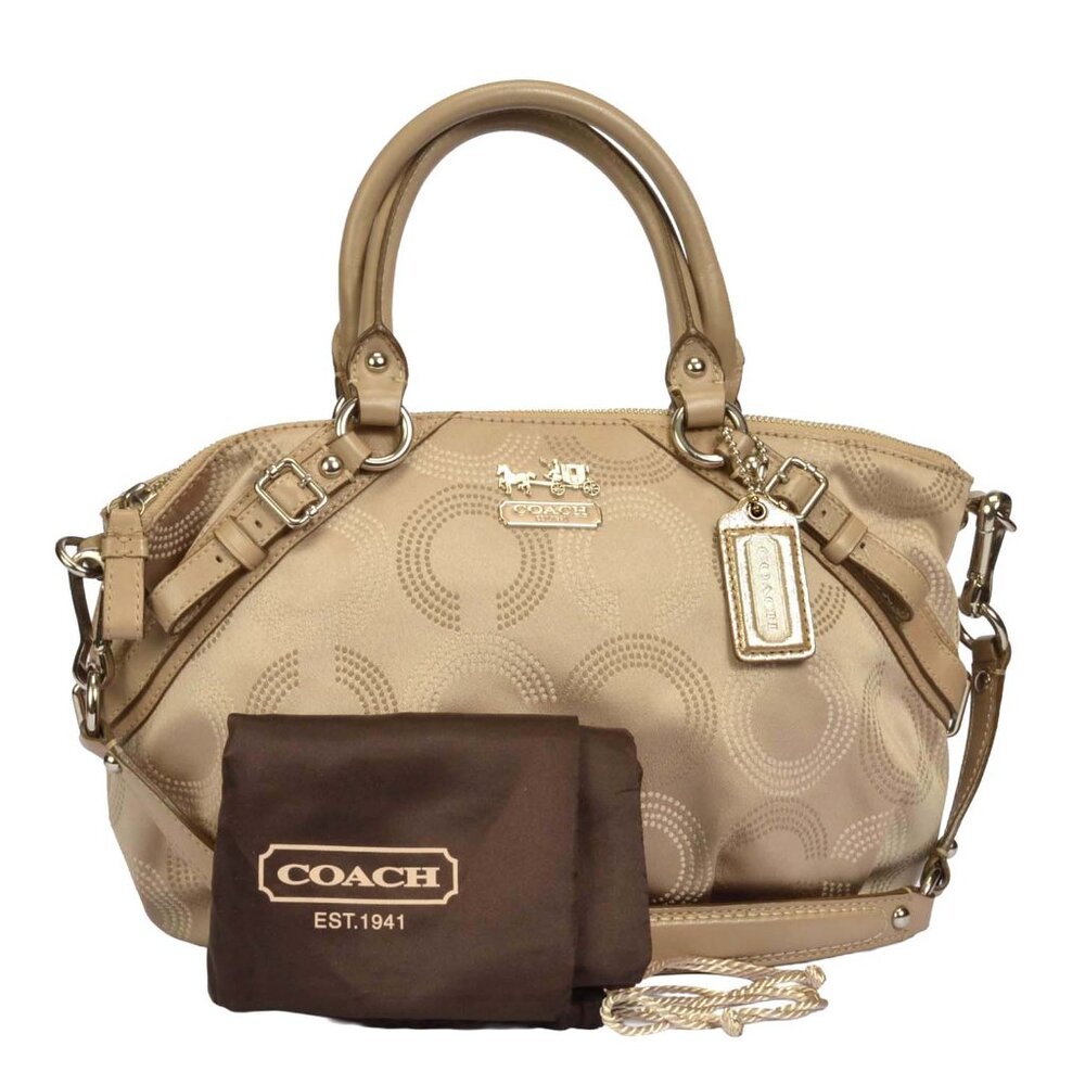 NICE! COACH Madison Dotted OP Art Sophia Shoulder Bag & Dust Protector Bag